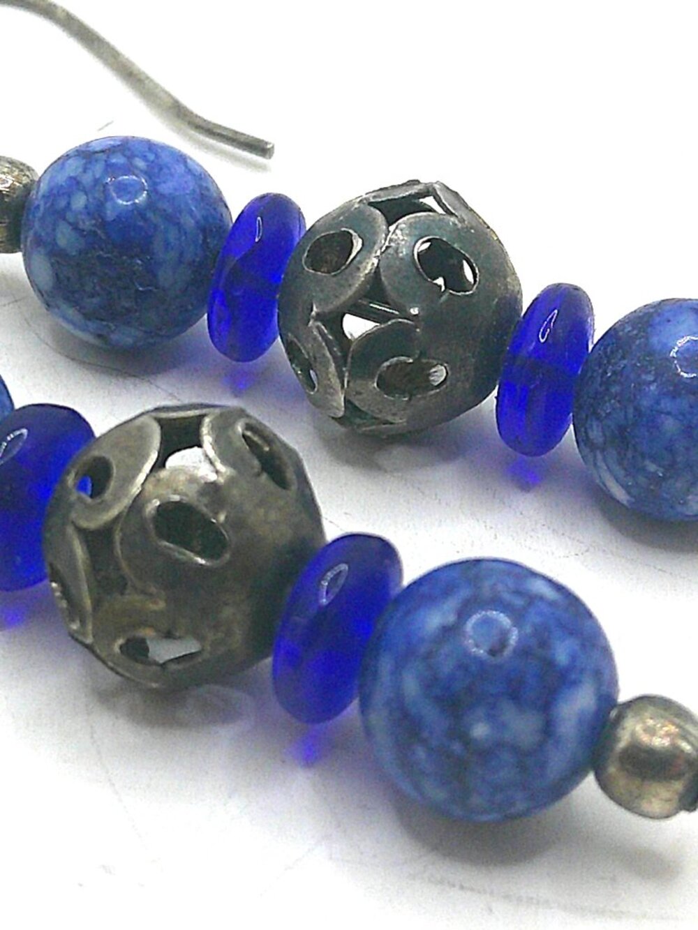 Stacked Blue Bead Earrings